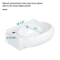 16X11 Inch White Ceramic Rectangle Wall Mount Bathroom Sink With Single Faucet Hole White Ceramic