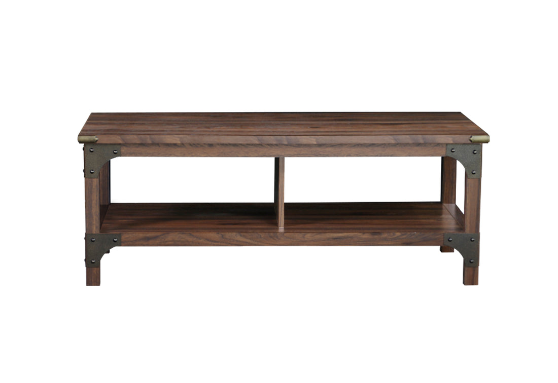 Coffee Table With 1 Drawer "Elegant Walnut Coffee Table With Industrial Accents Durable, Functional, And Stylish Centerpiece For Living Room" Walnut Solid Wood