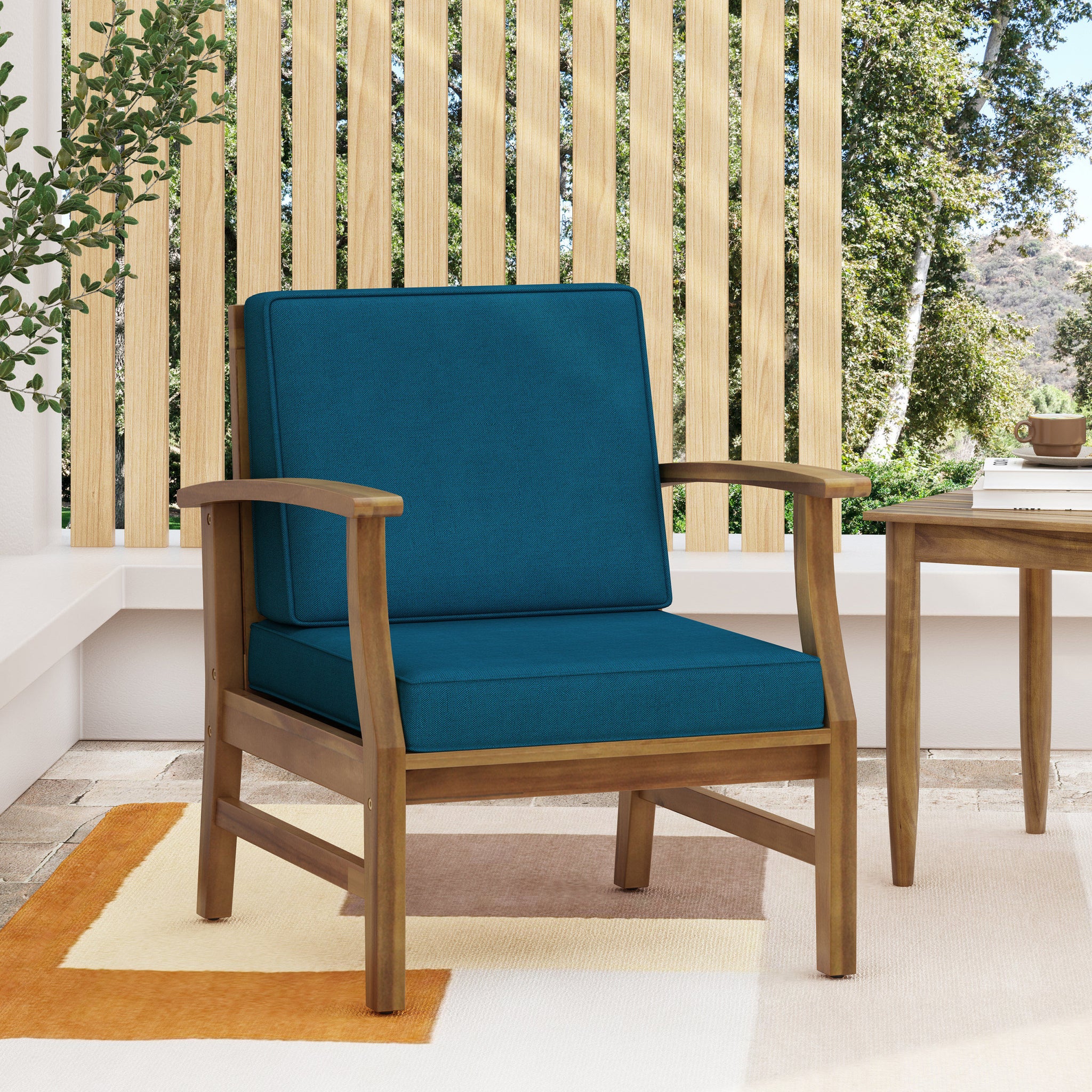 Perla Club Chair Blue Acacia Wood