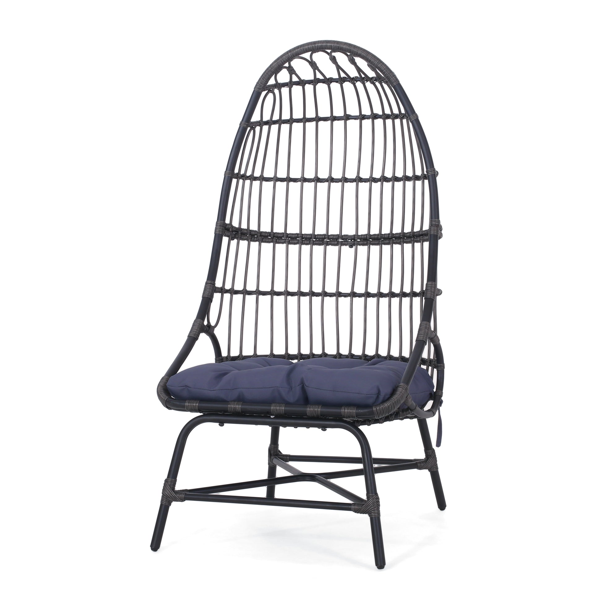 Elon Cocoon Chair Gray Pe Rattan Iron Waterproof Fabric