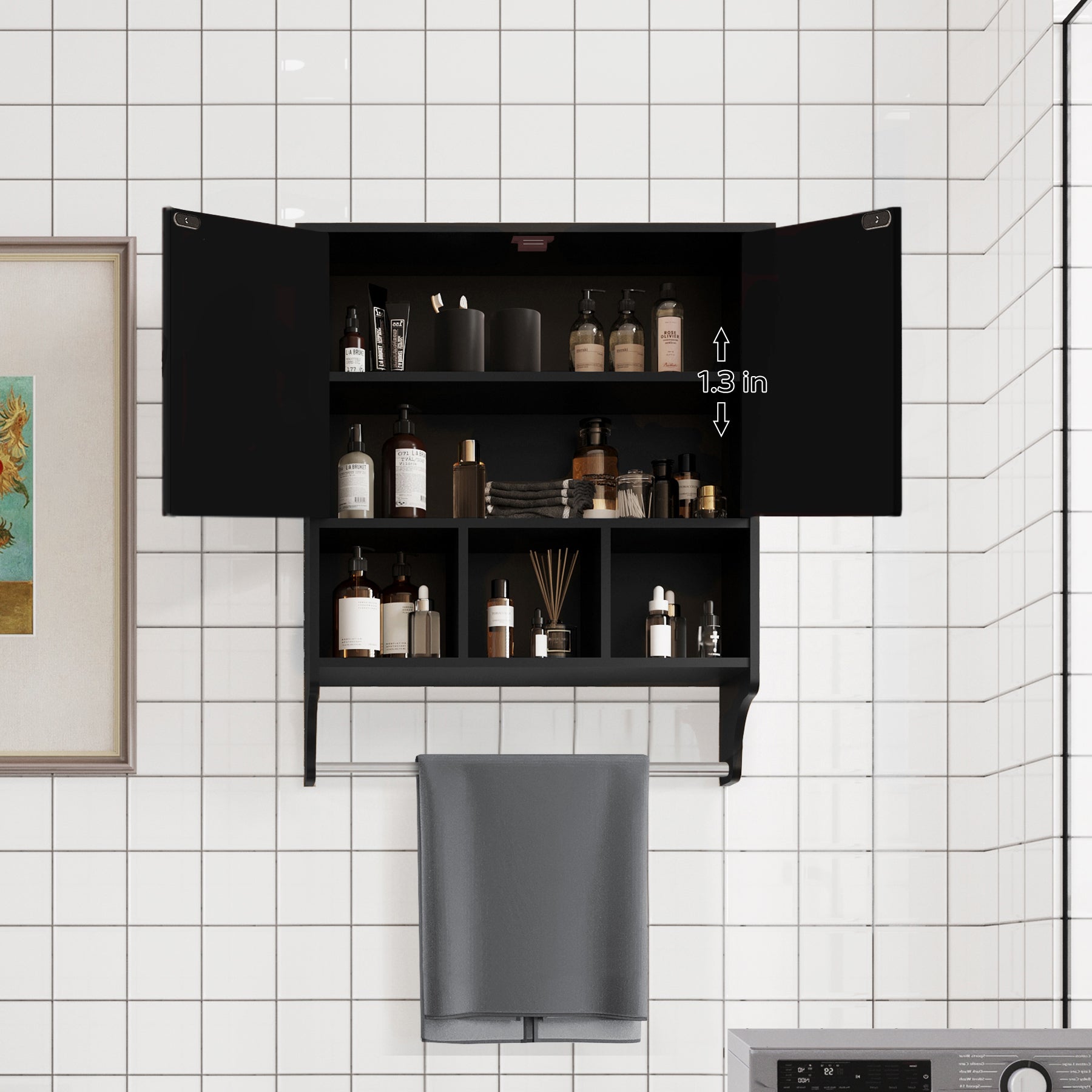 Bathroom Cabinet Black Particle Board