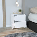 Luss Nightstand, Bedside Table With 2 Drawers White 2 Drawers Rectangle Modern Shelf Particle Board Engineered Wood