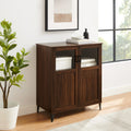 Modern Grooved Door Accent Cabinet Dark Walnut Dark Brown Mdf Mdf