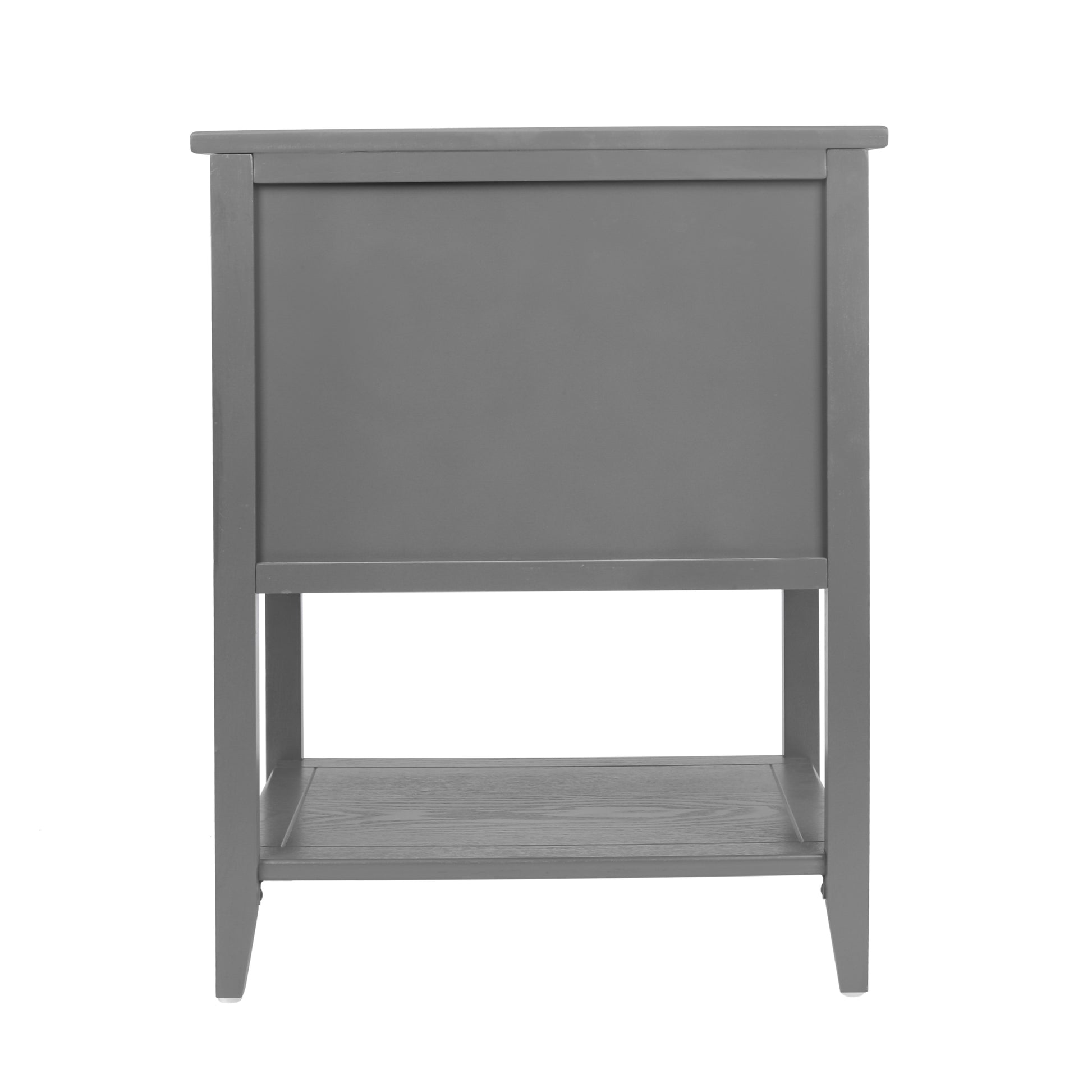 2 Drawer Side Table,Naturel Rattan,End Table,Suitable For Bedroom, Living Room, Study Gray Mdf