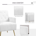 Homcom Modern Sherpa Accent Chair With Tufted Pattern And Steel Legs, White White Polyester