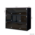 Black Glass Door Shoe Box Shoe Storage Cabinet With Rgb Led Light Black Mdf