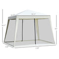 Outsunny 10'X10' Outdoor Canopy Tent, Slant Leg Sun Shelter With Mesh Sidewalls, Patio Tents For Parties, Cream White Cream White Steel
