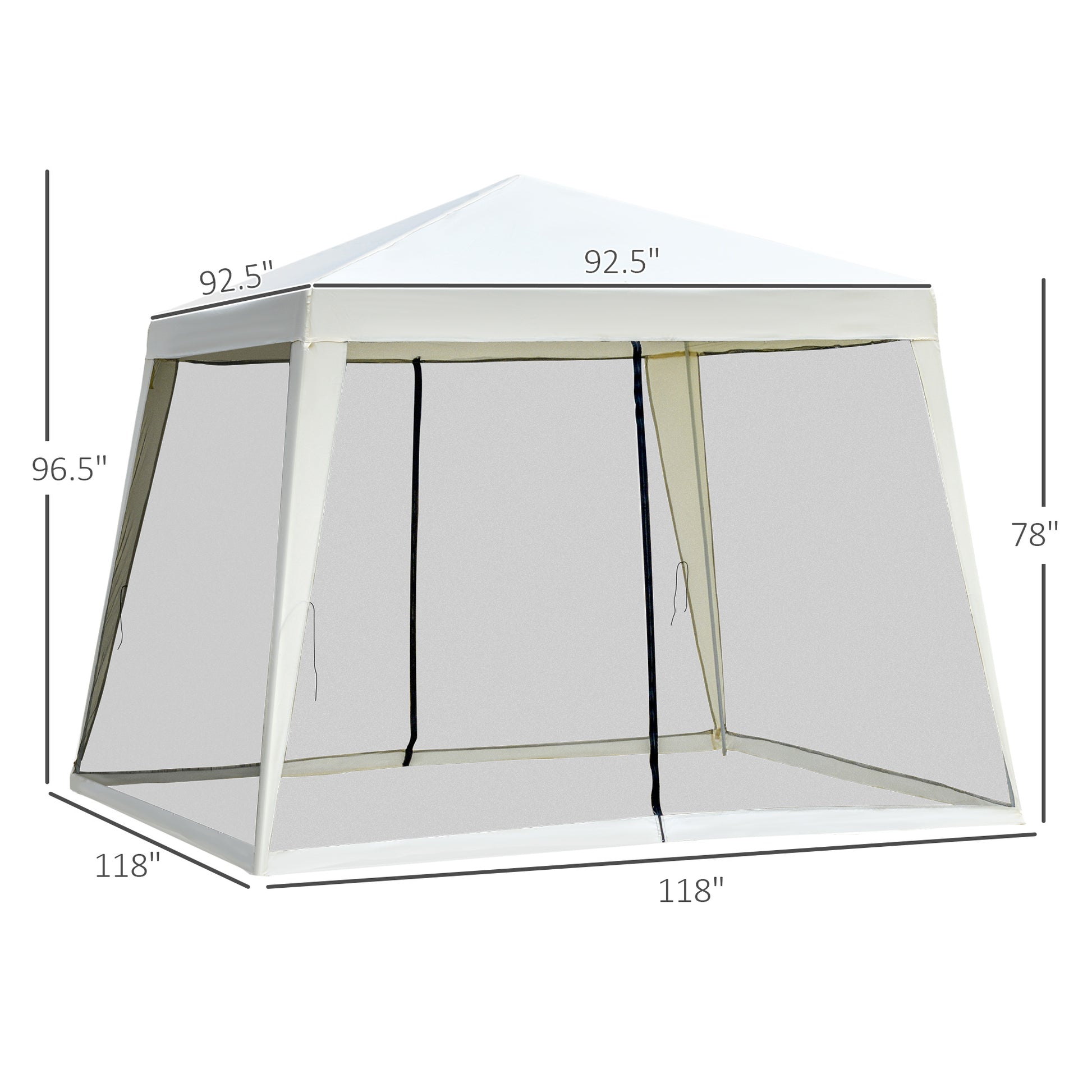 Outsunny 10'X10' Outdoor Canopy Tent, Slant Leg Sun Shelter With Mesh Sidewalls, Patio Tents For Parties, Cream White Cream White Steel