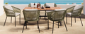 7 Pieces Patio Dining Set, All Weather Outdoor Furniture Set With Dining Table And Chairs, Acacia Wood Tabletop, Metal Frame, For For Garden, Backyard, Balcony, Green Yes Green Seats 6 Garden & Outdoor Complete Patio Sets Wood Wood Rope