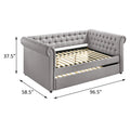 Smoke Grey Twin Daybed With Trim Twin Smoke Grey Wood Bedroom Rubberwood Wood Fabric