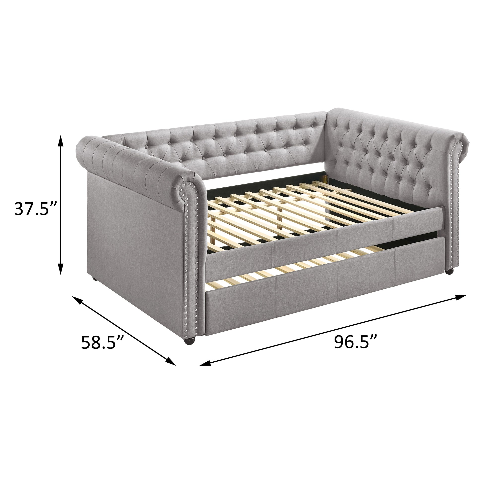 Smoke Grey Twin Daybed With Trim Twin Smoke Grey Wood Bedroom Rubberwood Wood Fabric