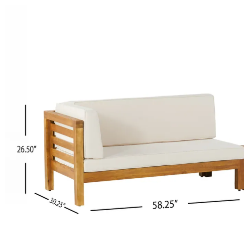 Oana Corner Bench L, Beige Beige Acacia Wood