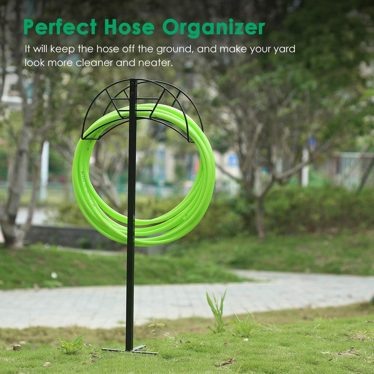 Garden Hose Holder, Removable Metal Hose Holder, Heavy Duty Hose Holder, Free Standing Garden Hose Storage Hose Holder, For Outdoor Patio. Black Black Abs Rubber Steel Q235