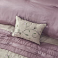 Embroidered 7 Piece Comforter Set Purple Queen Queen Purple Polyester