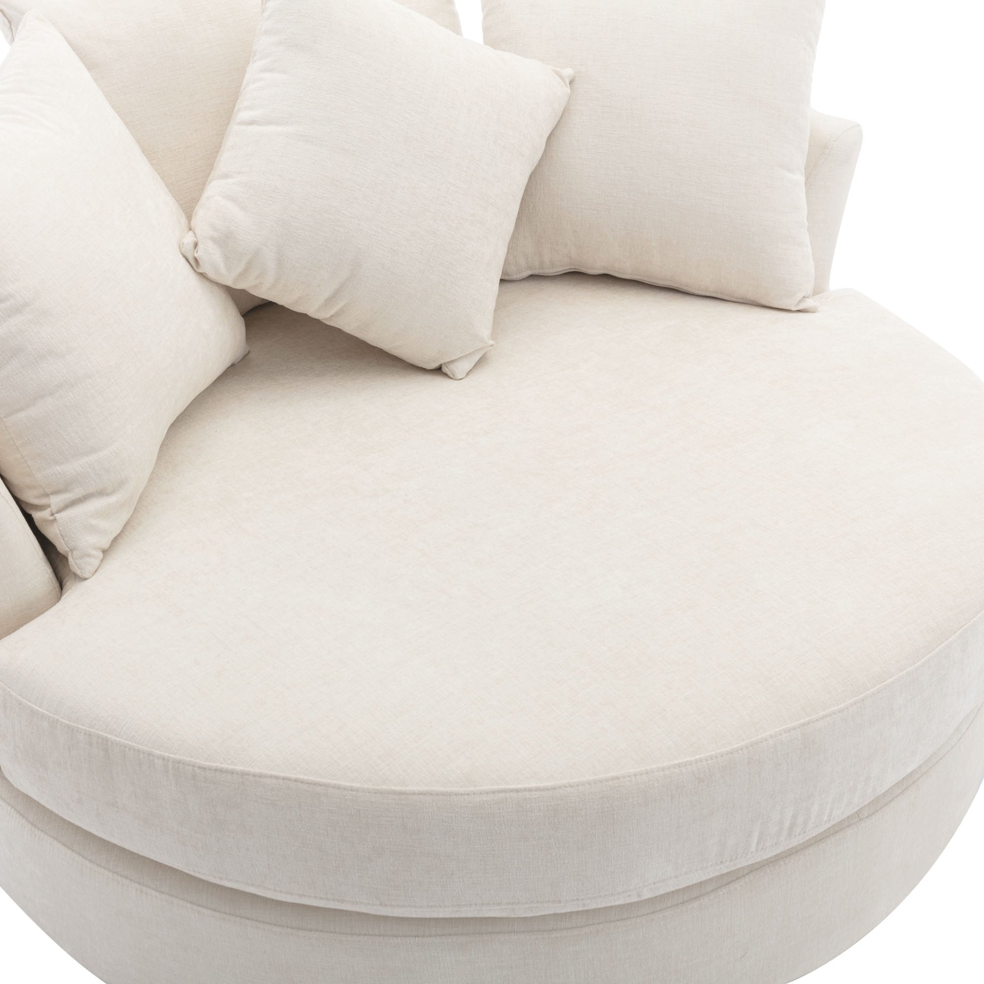 Orisfur. 360 Swivel Accent Barrel Chair With Storage Ottoman & 4 Pillows, Modern Chenille Leisure Chair Round Accent For Living Room, Cream Cream Foam Chenille