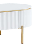 Daveigh Coffee Table, White High Gloss & Gold Finish Lv02464 White Gold Wood Metal