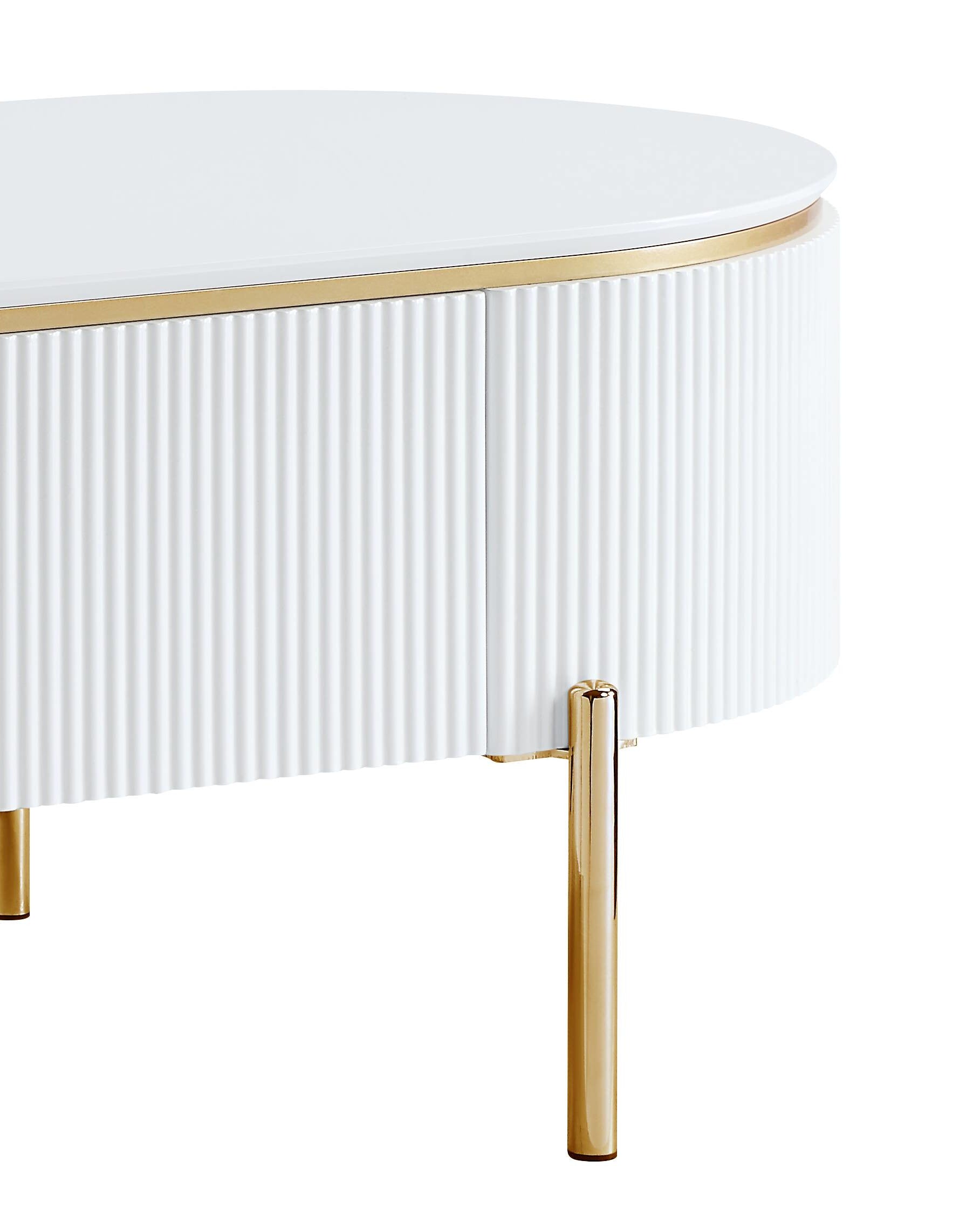 Daveigh Coffee Table, White High Gloss & Gold Finish Lv02464 White Gold Wood Metal