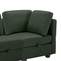 Adjustable Arms And Backs Modern U Shape Linen Couch Modular Sectional Sofa Couch With Storage Seat, Large Convertible Sofa With Reversible Chaise For Living Room Apartment Office, Green Green Polyester 4 Seat