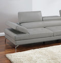 Light Gray Sectional Couch 2Pc Set Living Room Faux Leather Right Facing Chaise And Left Facing Sofa Adjustable Armrest Headrest Light Gray Faux Leather Primary Living Space Classic,Contemporary,Modern L Shaped Faux Leather,Metal,Solid Wood 5 Seat