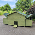 Wooden Chicken Coop Hen House Poultry Cage With 2 Sides Large Nesting Boxes,2 Free Range Doors Green Wood