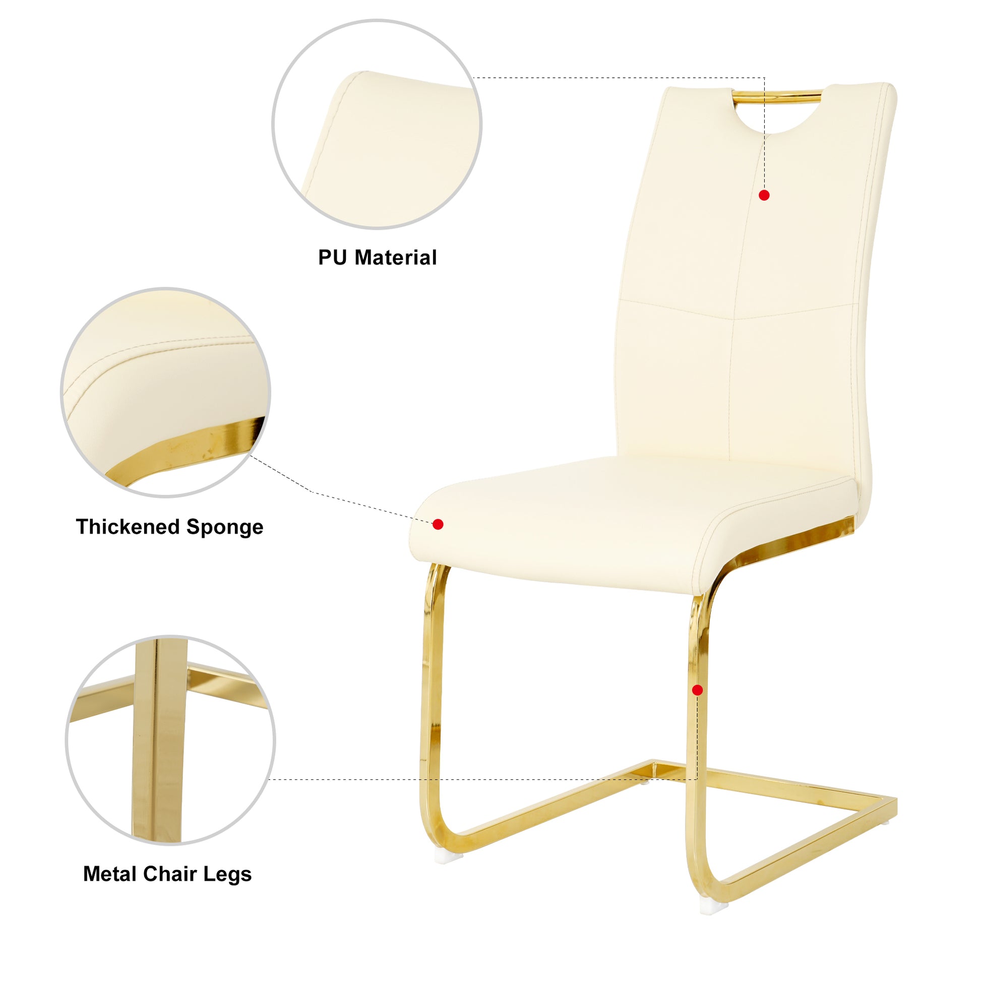 Modern Style Glass Dining Table With Elegant Transparent Design, Solid Support Base, Pale Yellow Dining Chair Set With Gold Plated Legs, Suitable For Restaurant Kitchens Set Of 7 Yellow Glass