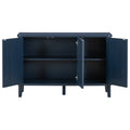 Simple And Atmospheric Solid Wood Veneer Fraxinus Mandschuric Cabinet With Three Acacia Solid Doors,Adjustable, Suitable For Study, Corridors,And Entrances. Navy Blue Mdf