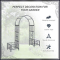 Outsunny 6.7' Steel Garden Arch Arbor With Scrollwork Hearts, Planter Boxes For Climbing Vines, Ceremony, Weddings, Party, Backyard, Lawn, Dark Gray Gray Steel