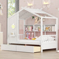 Wooden Twin Size House Bed With 2 Drawers,Kids Bed With Storage Shelf, White Twin White Solid Wood