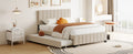 Queen Size Velvet Upholstered Platform Bed With 2 Drawers And 1 Twin Xl Trundle Beige Queen Beige Upholstered