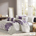 Printed Cotton Sateen Comforter Set Taupe Grey Purple King King Purple Cotton