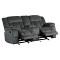 Microfiber Textured Fabric Glider Reclining Loveseat, Charcoal Black Black Microfiber