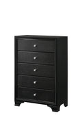 1Pc Modern Glam Style Black Finish Glam Five Drawer Chest Pattern Wooden Bedroom Furniture Black Bedroom Modern Solid Wood