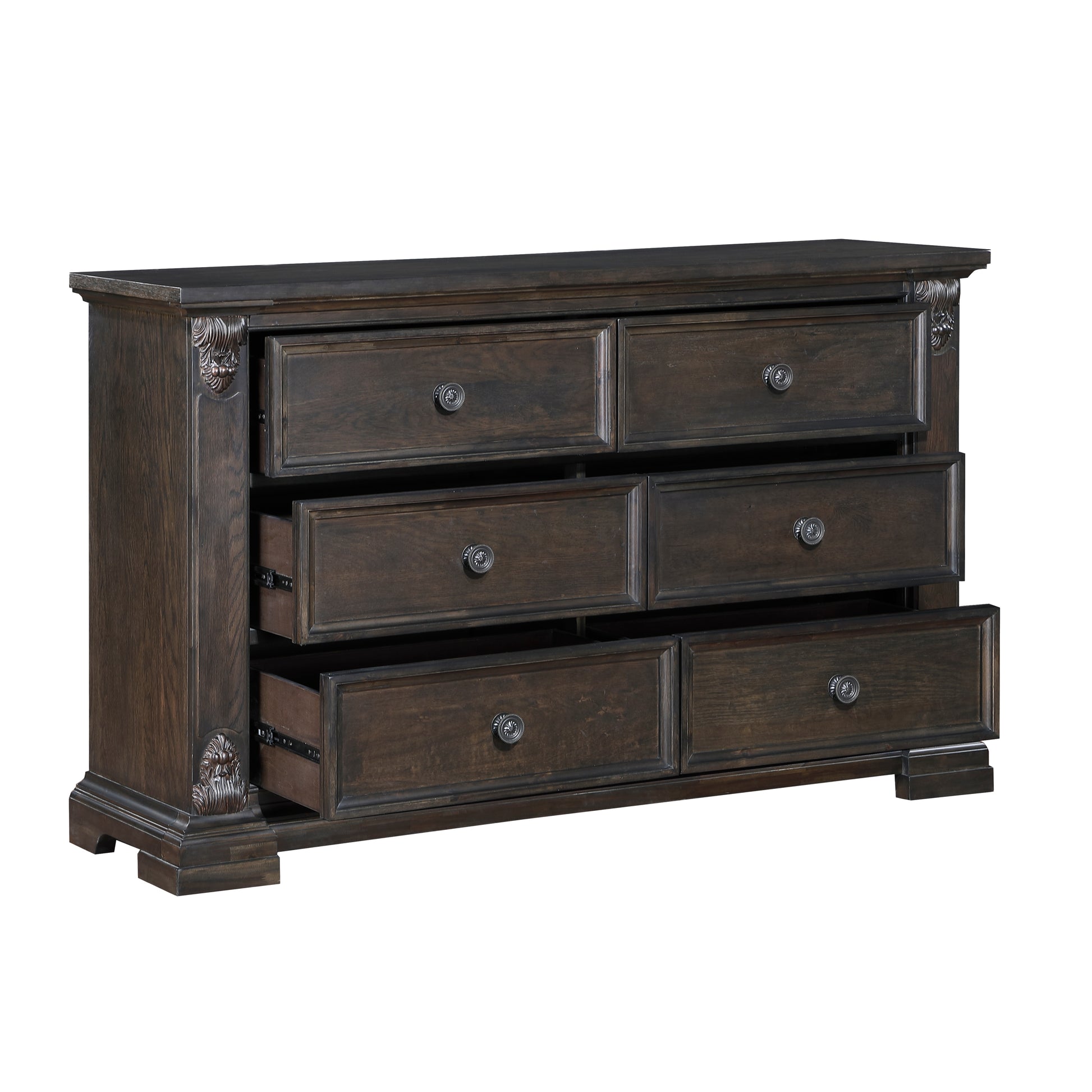 Elegant Design 6 Drawers Dresser Traditional Vintage Bedroom Furniture 1Pc Espresso Finish Espresso Traditional,Vintage Wood