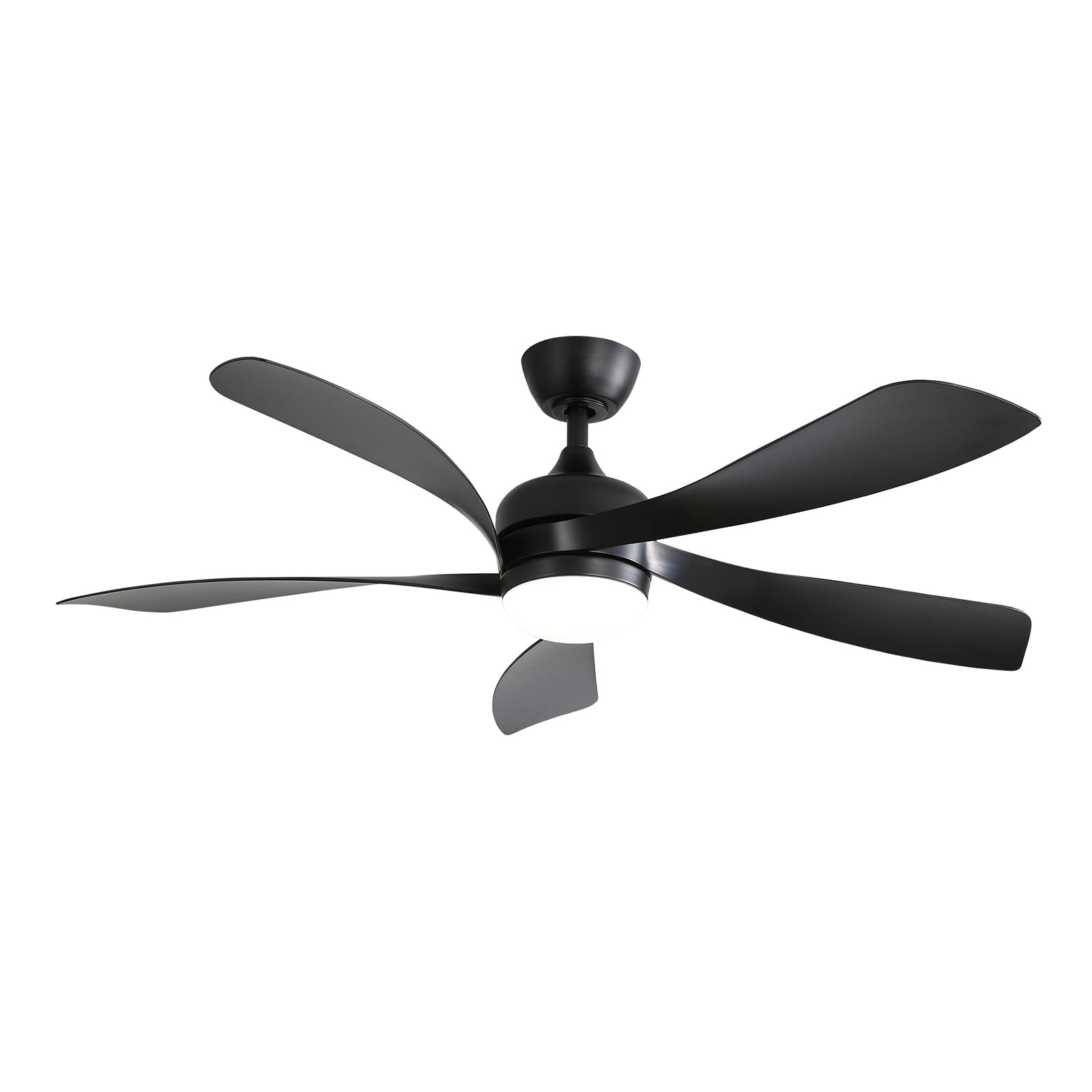 52 Inch Modern Ceiling Fan With 3 Color Dimmable 5 Abs Blades Remote Control Reversible Dc Motor With Led Light Black Abs