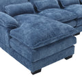 United We Win Modern Large Chenille Fabric U Shape Sectional Sofa Navy Chenille