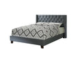 Queen Bed In Blue Gray Box Spring Not Required Queen Gray Fabric