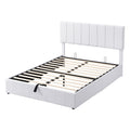 Queen Size Upholstered Platform Bed With A Hydraulic Storage System White Old Sku: Lp000211Aak White Upholstered