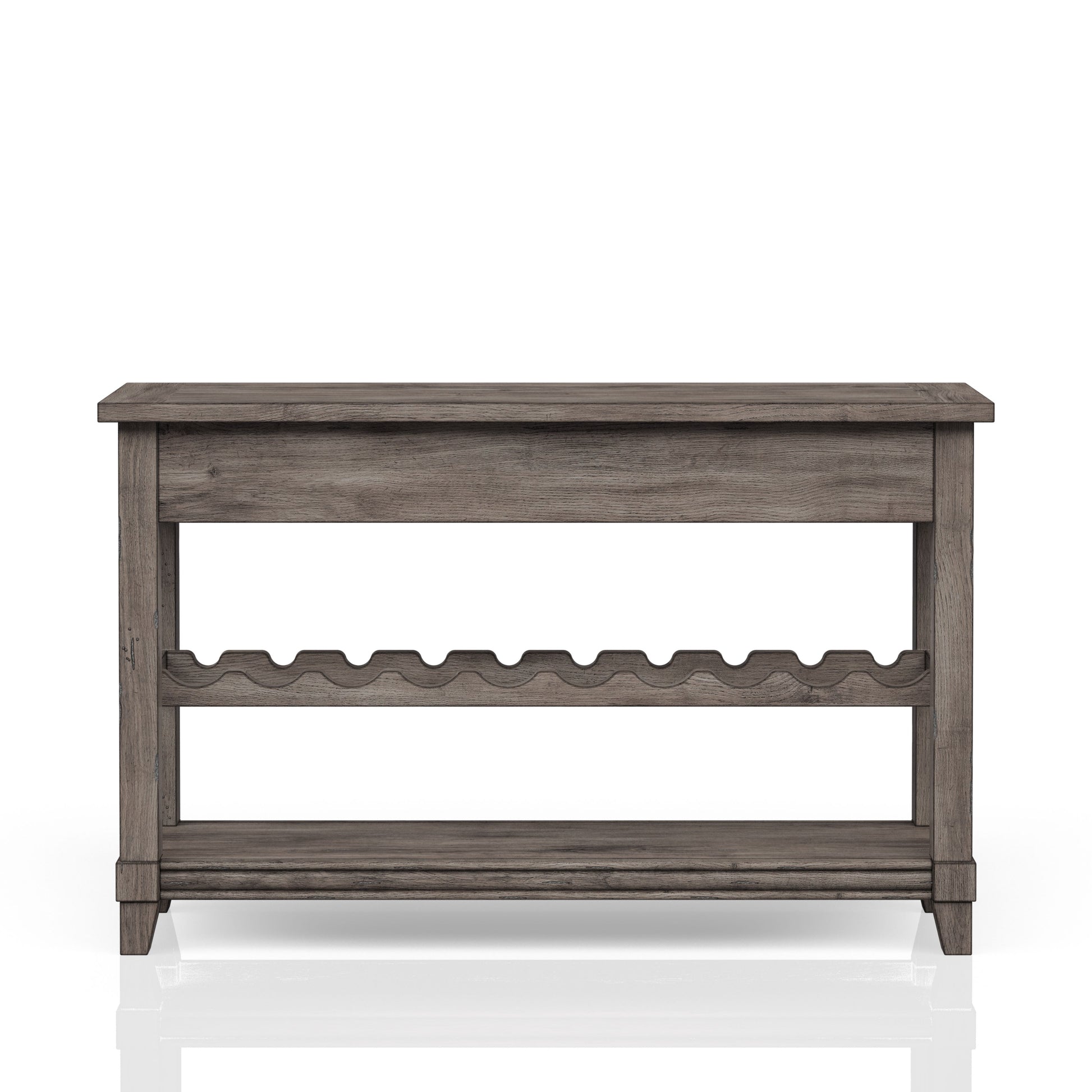 Console Table W Wine Bottle Storage & Storage Drawers Gray Solid Wood Mdf