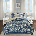 7 Piece Cotton Sateen Comforter Set Blue Queen Queen Blue Polyester
