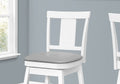 Bar Stool, Set Of 2, Swivel, Bar Height, White Wood, Grey Leather Look, Transitional White Foam Solid Wood