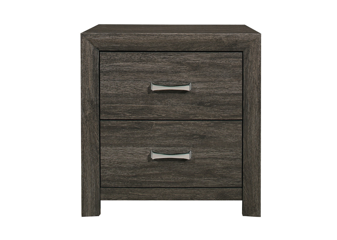 Dark Gray Finish Nightstand 1Pc Chrome Tone Handles Contemporary Design Bedroom Furniture Bed Side Table Dark Gray 2 Drawers Bedroom Contemporary Wood