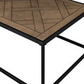 Contemporary Decorative Parquet Top Rectangle Coffee Table Parquet Veneer Brown Steel Mdf