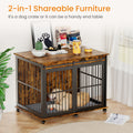 Furniture Dog Crate Sliding Iron Door Dog Crate With Mat. Rustic Brown,43.7''W X 30''D X 33.7''H . Rustic Brown Particle Board