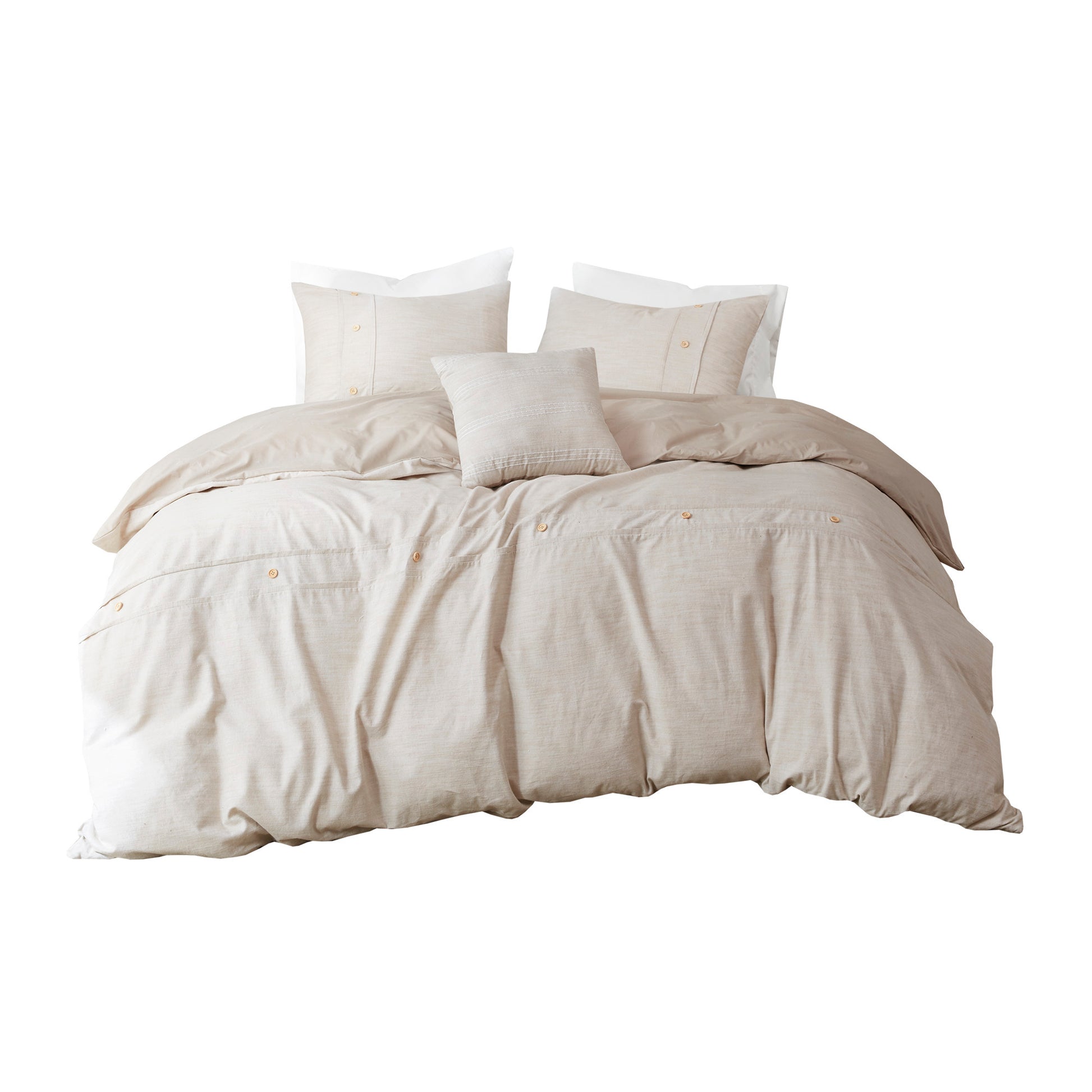 5 Piece Organic Cotton Oversized Comforter Cover Set W Removable Insert Natural Full Queen Natural Cotton