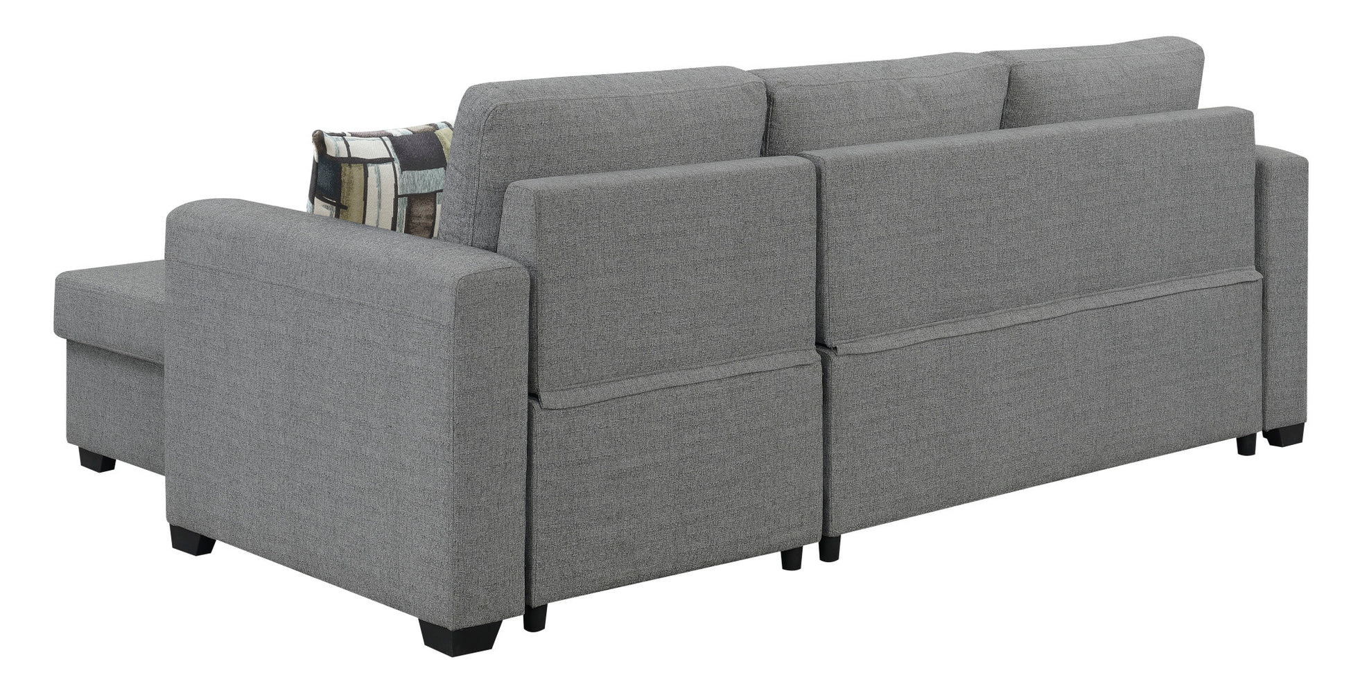 Pensole Gray Reversible Pop Up Sleeper Sectional Gray Foam Engineered Wood 3 Seat