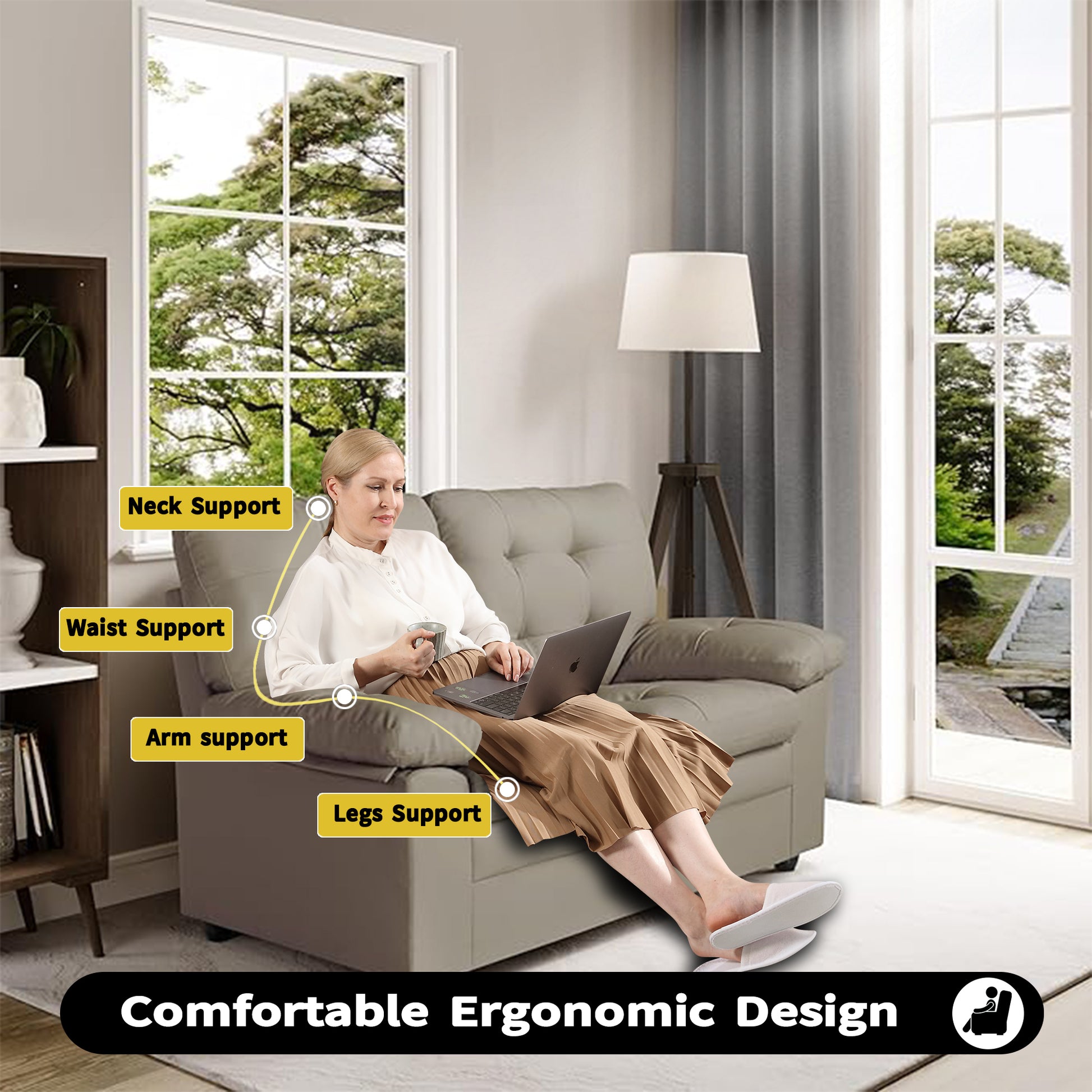 Apartment Beautiful Seat Love, 2 Seat, Grey Faux Leather Grey Pu 2 Seat