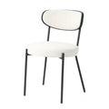 Modern Grey Simple Teddy Velvet Dining Chair Upholstered Chair Family Bedroom Stool Back Dressing, White Round Table Set,Bentwood Covered With Ash Veneer Chair Back,Chair Black Metal Legs Set Of 3 White Mdf