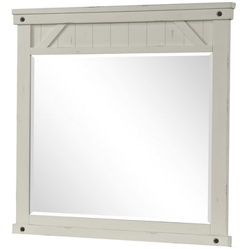 Industrial Farmhouse Mirror White Solid Wood Mdf Glass