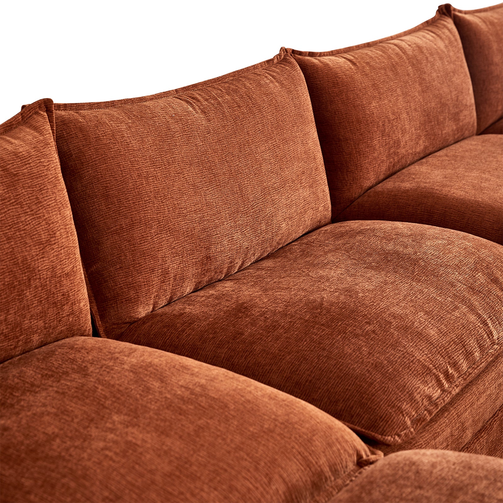 142.52"Modern Chenille U Shaped Sectional Sofa With Convertible Chaise, Comfy Cloud Couch Deep Sectional Sofa With Ottomans For Living Room Orange Wood Foam Chenille 4 Seat