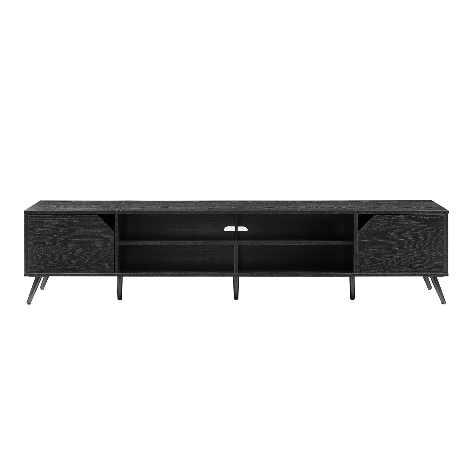 Contemporary 2 Door Minimalist Tv Stand For Tvs Up To 90 Inches Black Black 90 Inches Or Larger Mdf Mdf